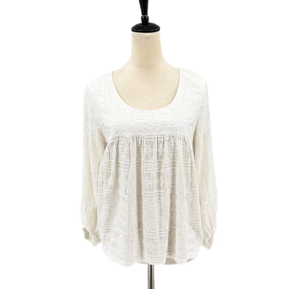 BA&SH Sz 2 Embroidered Romantic Whimsical Fairy Long Sleeve White Blouse Top